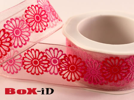 Flowers wired fuchsia/roze 38mm x 15m